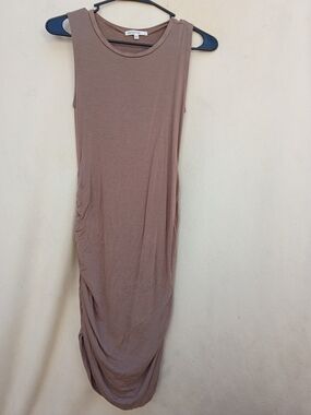 Antik Batik Taupe Sleeveless Midi Dress with Side Drape